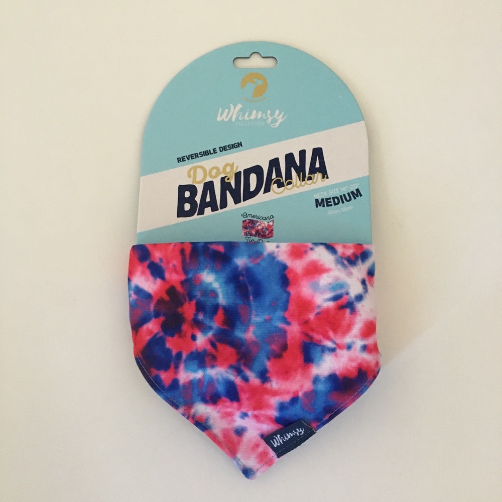 NEW (M) Dog Bandana Reversible Americana Tie Dye